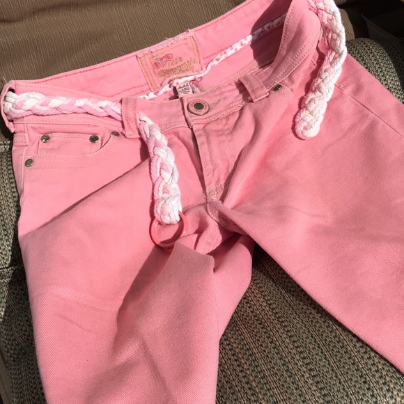 ♥️2for$20♥️Kids Coral/pink boot cut jeans - Picture 2 of 7